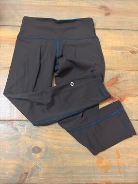 lululemon athletica Black Leggings with Blue Stitching